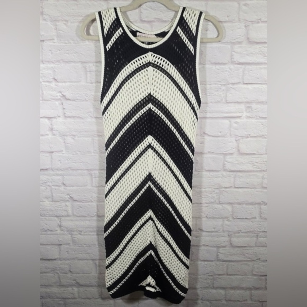 Willow and Wind Black and Cream Chevron Lined Knit Tank Dress NWT Sz XS